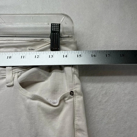 FRAME Jeans Womens Sz 32 Le Skinny De Jeanne Patchwork Distressed Denim White - Picture 11 of 12